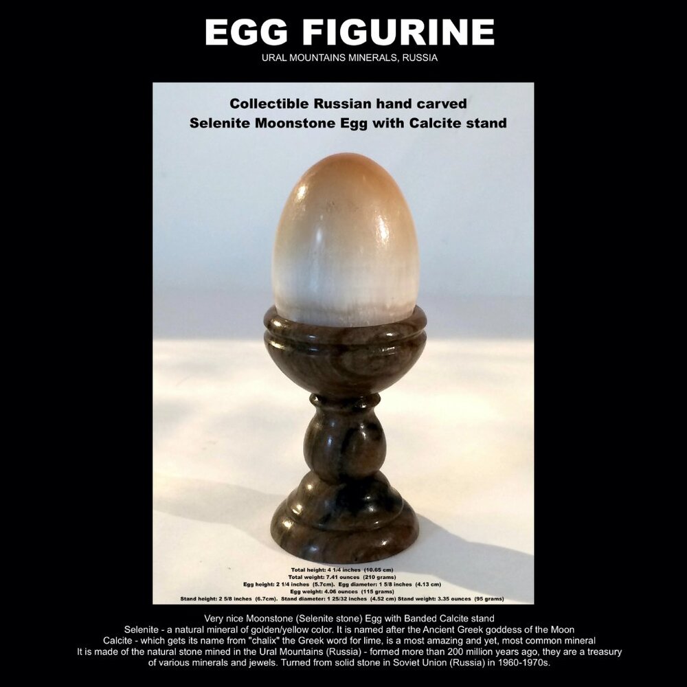 EGG Figurine / Russian Selenite Moonstone/Ural Mountains, Russia, circa 1960-70s